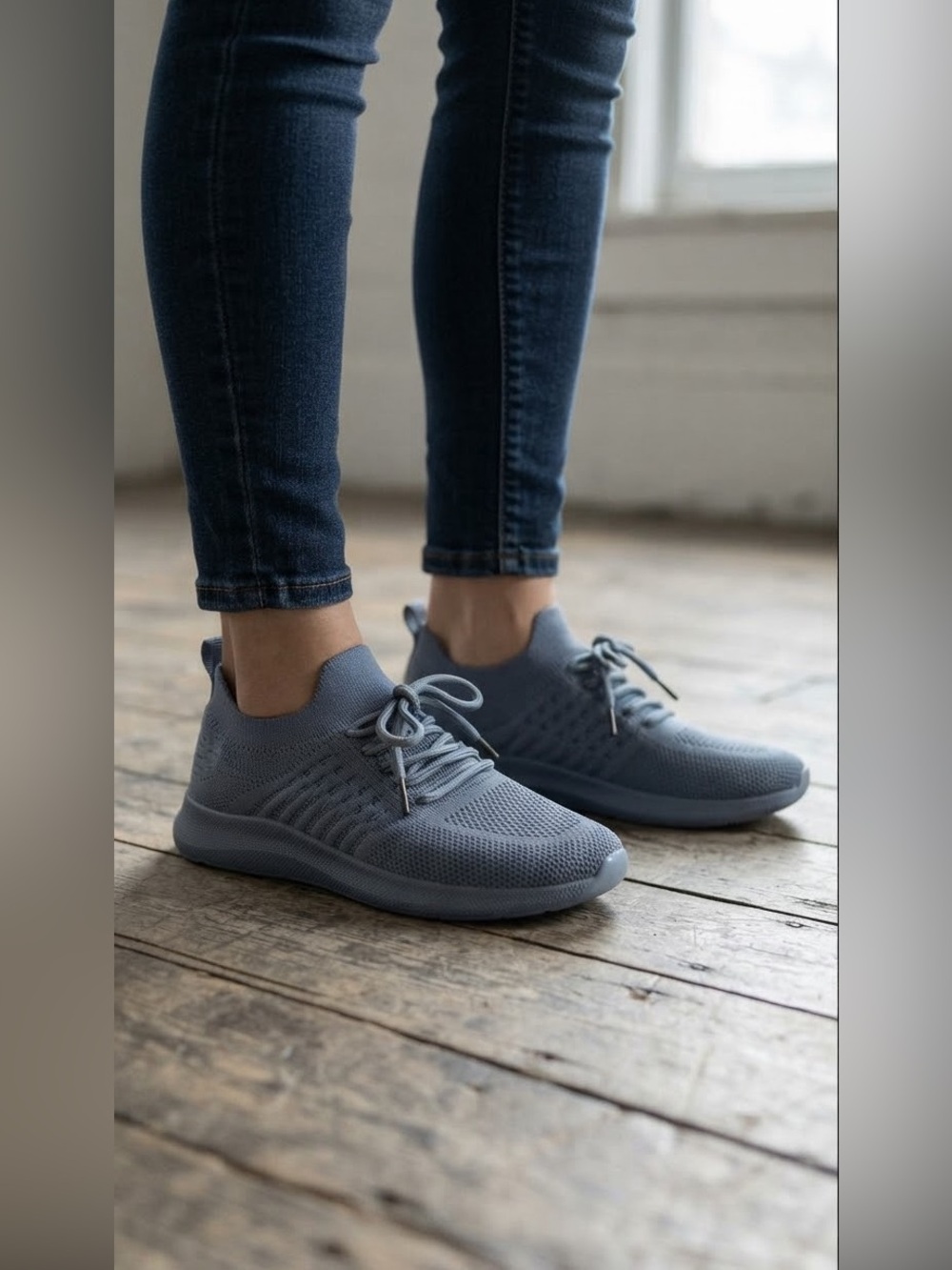 Blue Knit Sneakers